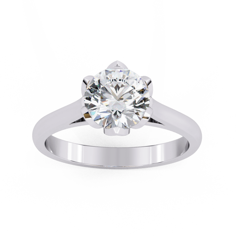 Reverra 14K Gold Round Lab Grown Diamond Classic Solitaire Engagement Ring for Women, CTTW-1.413 - Reverra Jewels Inc.