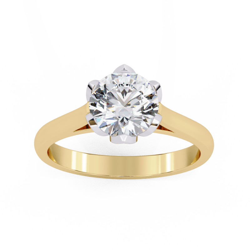 Reverra 14K Gold Round Lab Grown Diamond Classic Solitaire Engagement Ring for Women, CTTW-1.413 - Reverra Jewels Inc.
