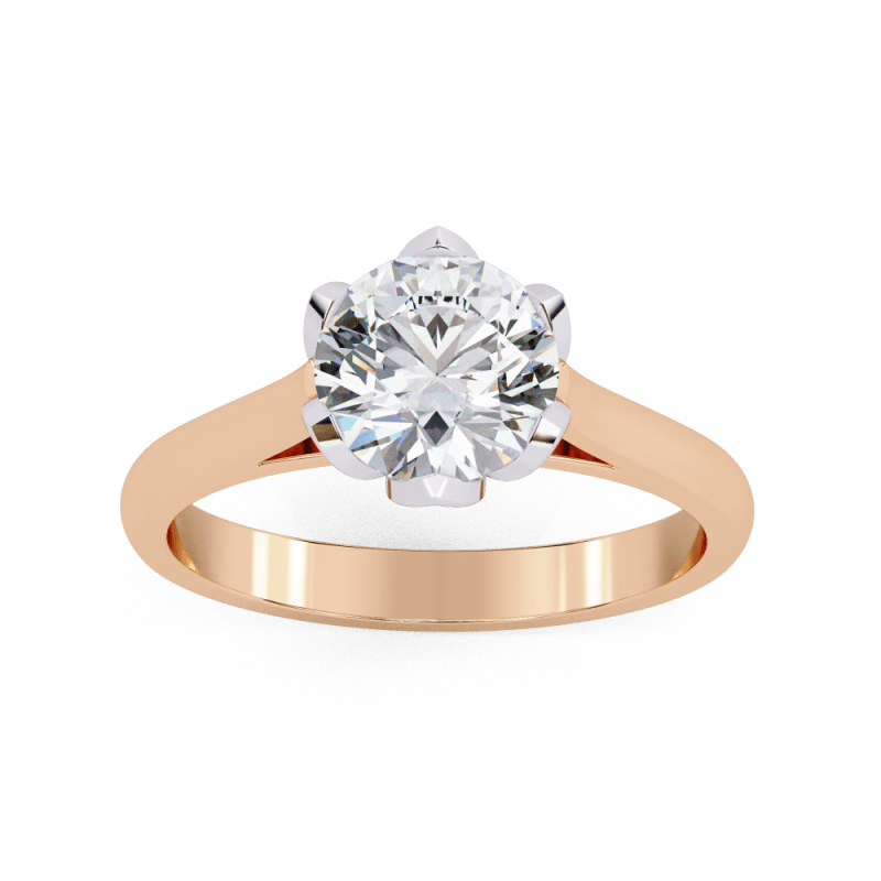 Reverra 14K Gold Round Lab Grown Diamond Classic Solitaire Engagement Ring for Women, CTTW-1.413 - Reverra Jewels Inc.