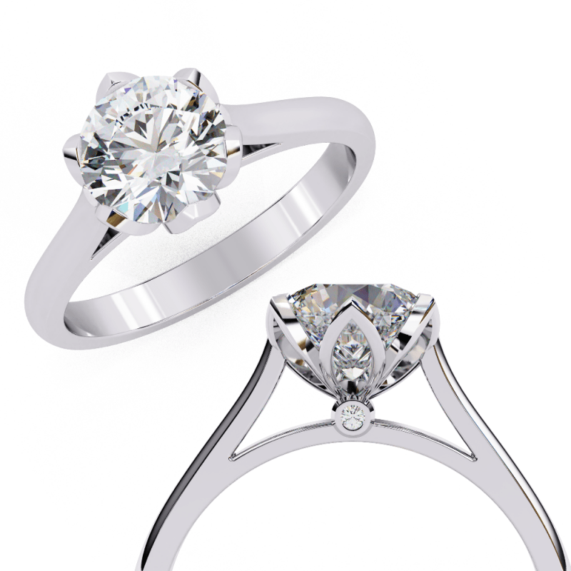 Reverra 14K Gold Round Lab Grown Diamond Classic Solitaire Engagement Ring for Women, CTTW-1.413 - Reverra Jewels Inc.