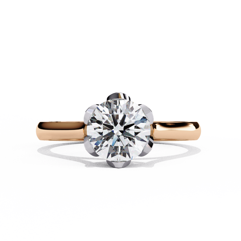 Reverra 14K Gold Round Lab Grown Diamond Classic Solitaire Engagement Ring for Women, CTTW-1.413 - Reverra Jewels Inc.