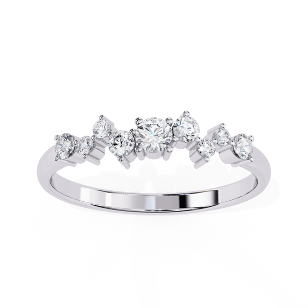 Reverra 14K Gold Round Lab Grown Diamond Cluster Delicate Modern Sparkle Engagement Ring for Women, CTTW-0.27 - Reverra Jewels Inc.