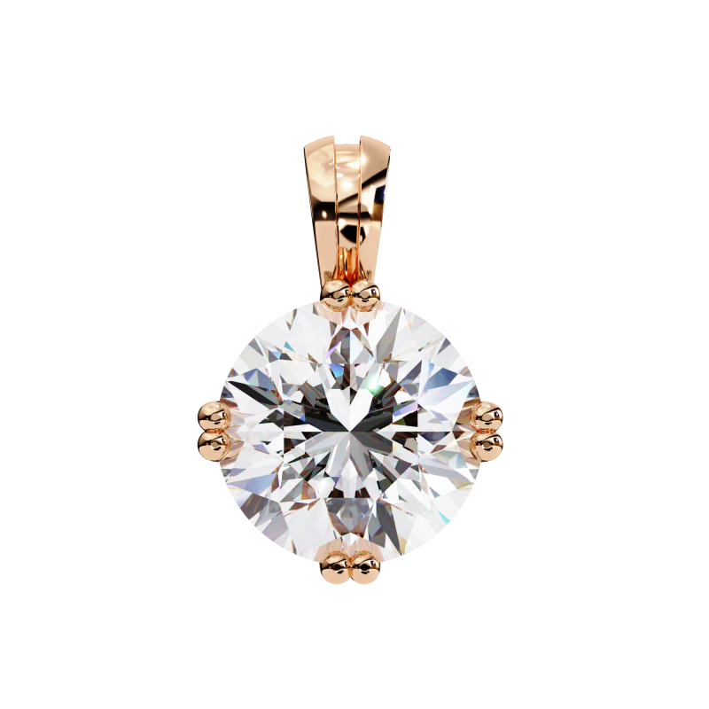 Reverra 14K Gold Round Lab Grown Diamond Cluster Prong Pendant For Women, CTTW-1.98 - Reverra Jewels Inc.