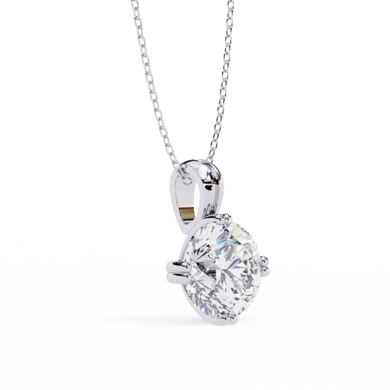 Reverra 14K Gold Round Lab Grown Diamond Cluster Prong Pendant For Women, CTTW-1.98 - Reverra Jewels Inc.