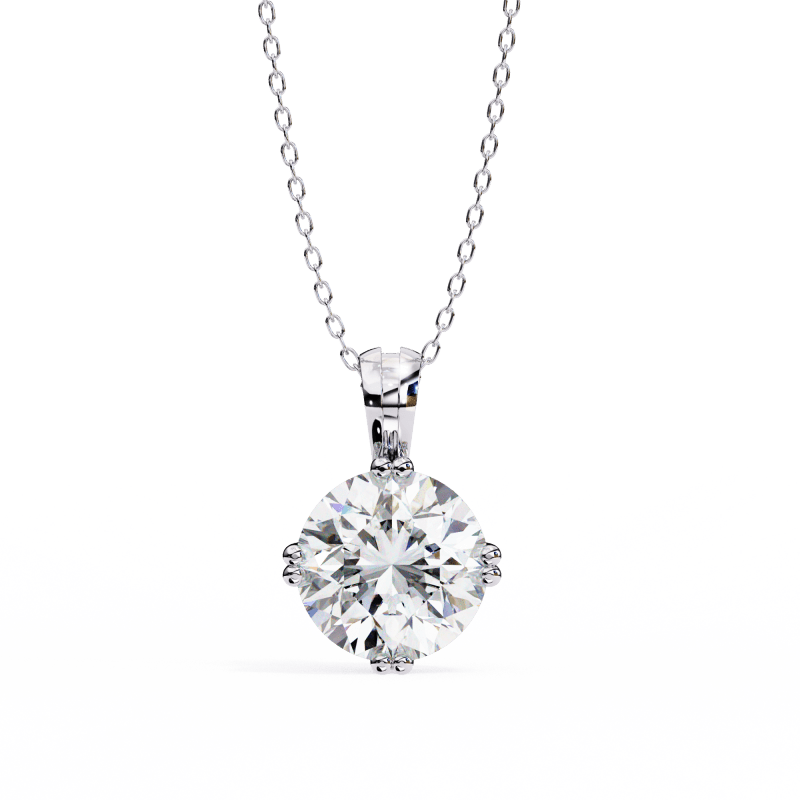 Reverra 14K Gold Round Lab Grown Diamond Cluster Prong Pendant For Women, CTTW-1.98 - Reverra Jewels Inc.