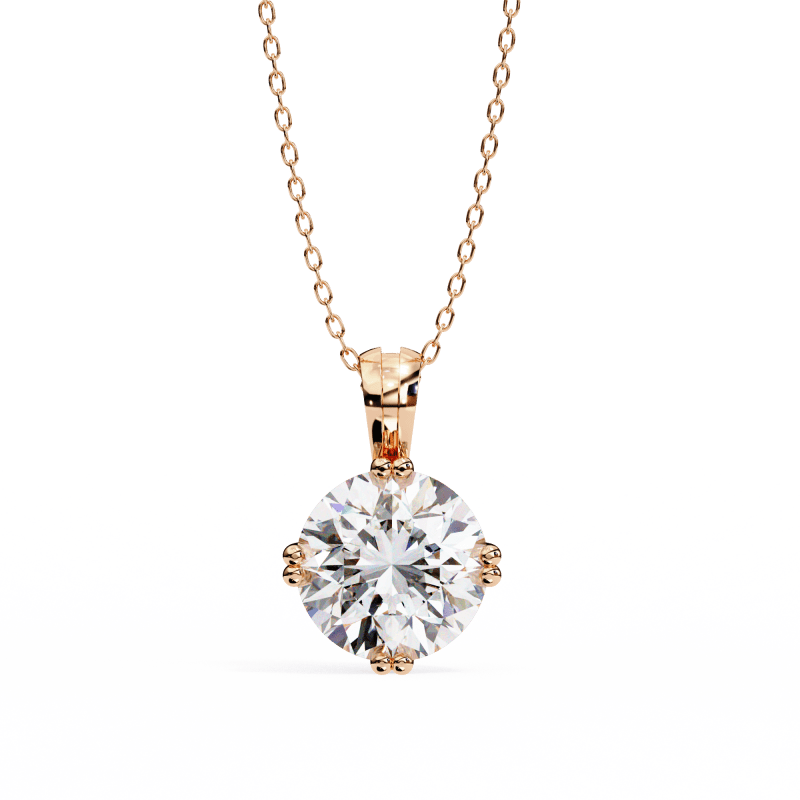 Reverra 14K Gold Round Lab Grown Diamond Cluster Prong Pendant For Women, CTTW-1.98 - Reverra Jewels Inc.