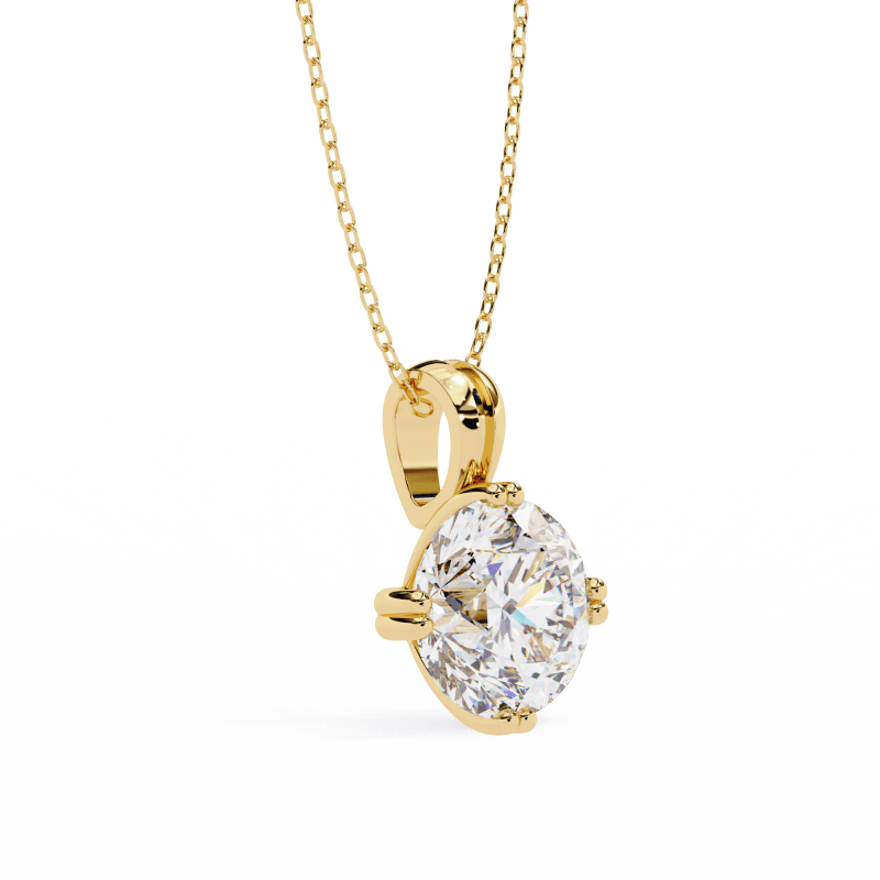Reverra 14K Gold Round Lab Grown Diamond Cluster Prong Pendant For Women, CTTW-1.98 - Reverra Jewels Inc.