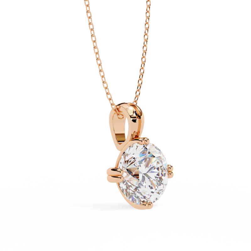 Reverra 14K Gold Round Lab Grown Diamond Cluster Prong Pendant For Women, CTTW-1.98 - Reverra Jewels Inc.