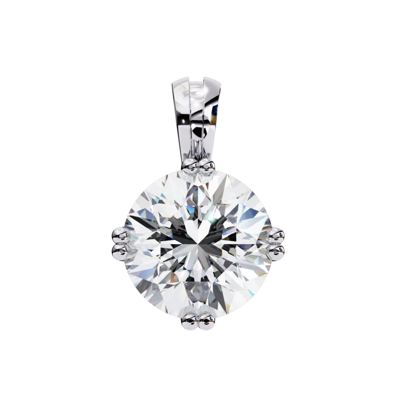 Reverra 14K Gold Round Lab Grown Diamond Cluster Prong Pendant For Women, CTTW-1.98 - Reverra Jewels Inc.