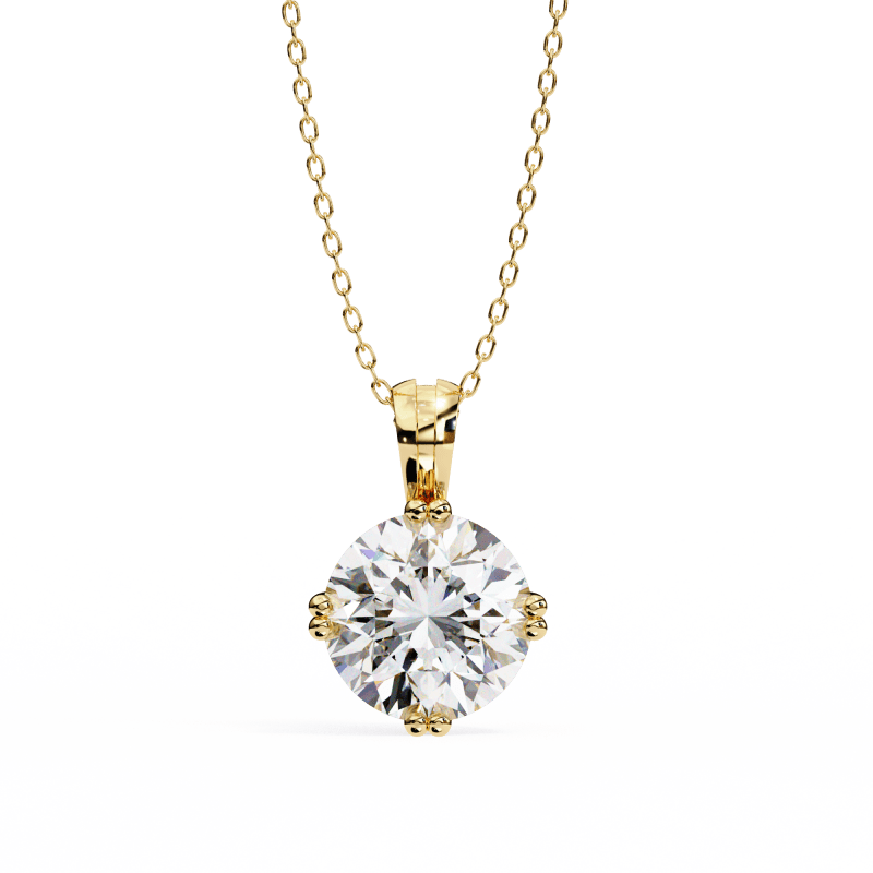 Reverra 14K Gold Round Lab Grown Diamond Cluster Prong Pendant For Women, CTTW-1.98 - Reverra Jewels Inc.
