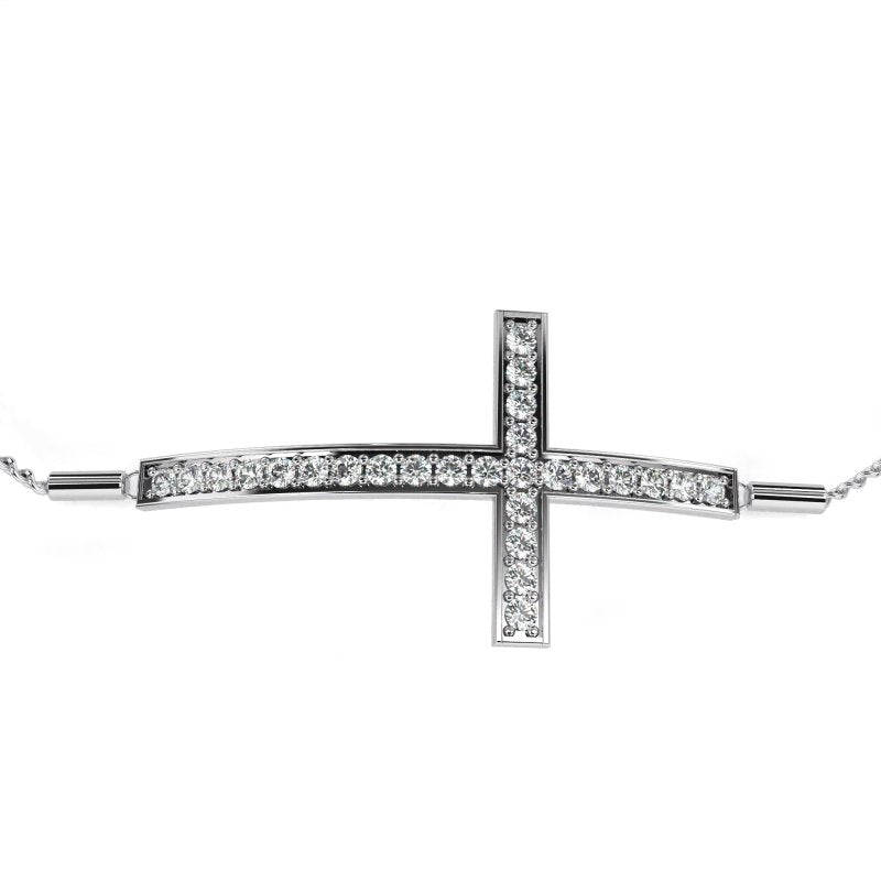 Reverra 14K Gold Round Lab Grown Diamond Cross Adjustable Fashion Bracelet for Women, CTTW-0.33 - Reverra Jewels Inc.