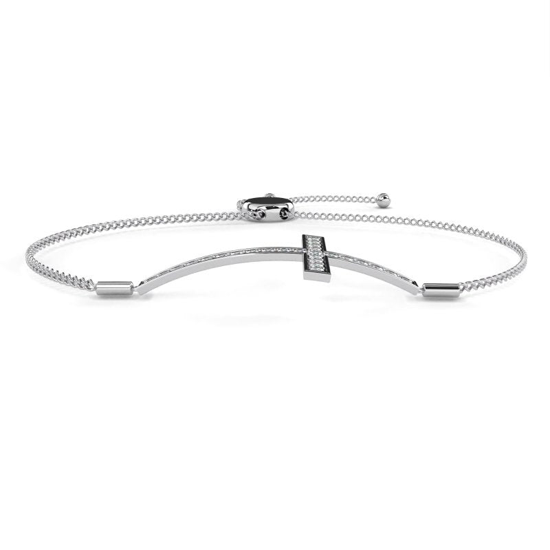 Reverra 14K Gold Round Lab Grown Diamond Cross Adjustable Fashion Bracelet for Women, CTTW-0.33 - Reverra Jewels Inc.