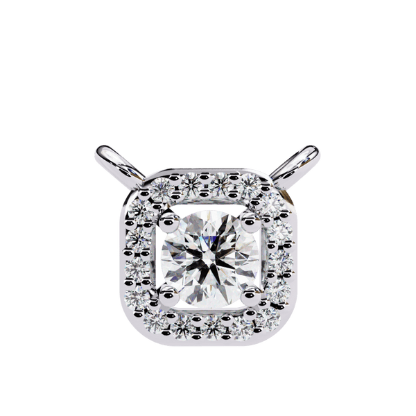 Reverra 14K Gold Round Lab Grown Diamond Cushion Halo Pendant For Women, CTTW-0.3 - Reverra Jewels Inc.