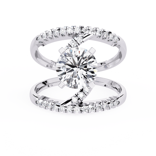 Reverra 14K Gold Round Lab Grown Diamond Double Band Spiral Engagement Ring for Women, CTTW-2.38 - Reverra Jewels Inc.