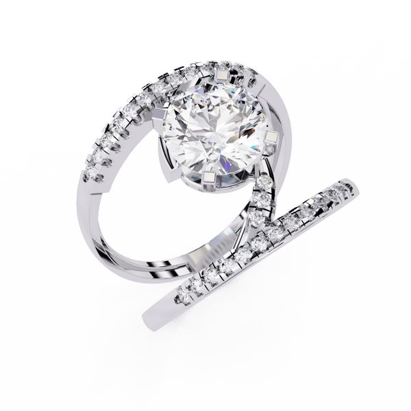 Reverra 14K Gold Round Lab Grown Diamond Double Band Spiral Engagement Ring for Women, CTTW-2.38 - Reverra Jewels Inc.