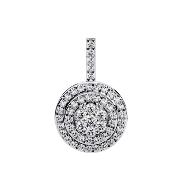 Reverra 14K Gold Round Lab Grown Diamond Double Halo Diamond Pendant For Women, CTTW-0.26 - Reverra Jewels Inc.