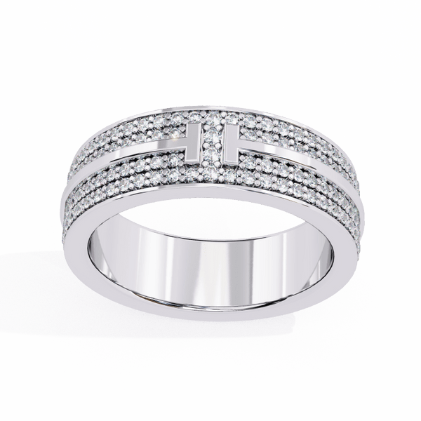 Reverra 14K Gold Round Lab Grown Diamond Double Row Iconic Luxury & Modern Edge Eternity Band for Women, CTTW-0.81 - Reverra Jewels Inc.