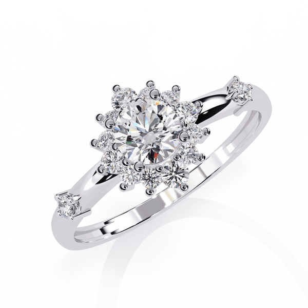 Reverra 14K Gold Round Lab Grown Diamond Engagement Cluster Engagement Ring for Women, CTTW-0.55 - Reverra Jewels Inc.