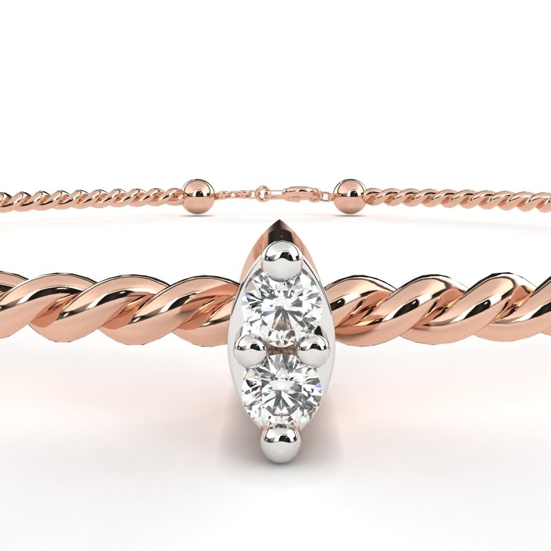 Reverra 14K Gold Round Lab Grown Diamond Fashion Bracelet for Women, CTTW-0.01 - Reverra Jewels Inc.