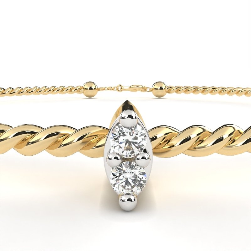 Reverra 14K Gold Round Lab Grown Diamond Fashion Bracelet for Women, CTTW-0.01 - Reverra Jewels Inc.