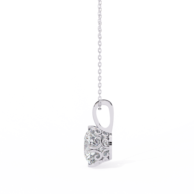 Reverra 14K Gold Round Lab Grown Diamond Filigree Pendant For Women, CTTW-1.84 - Reverra Jewels Inc.