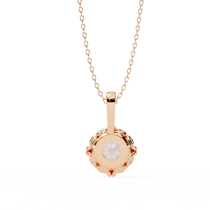 Reverra 14K Gold Round Lab Grown Diamond Filigree Pendant For Women, CTTW-1.84 - Reverra Jewels Inc.
