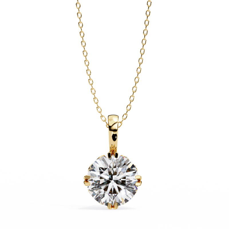 Reverra 14K Gold Round Lab Grown Diamond Filigree Pendant For Women, CTTW-1.84 - Reverra Jewels Inc.