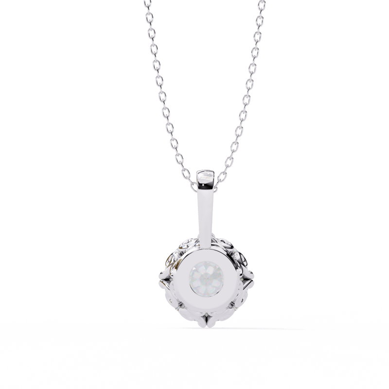 Reverra 14K Gold Round Lab Grown Diamond Filigree Pendant For Women, CTTW-1.84 - Reverra Jewels Inc.
