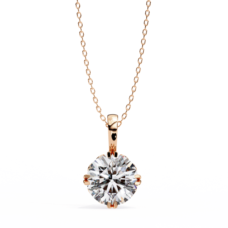 Reverra 14K Gold Round Lab Grown Diamond Filigree Pendant For Women, CTTW-1.84 - Reverra Jewels Inc.