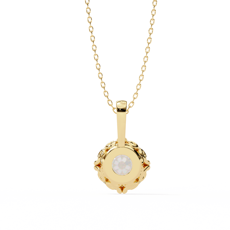 Reverra 14K Gold Round Lab Grown Diamond Filigree Pendant For Women, CTTW-1.84 - Reverra Jewels Inc.
