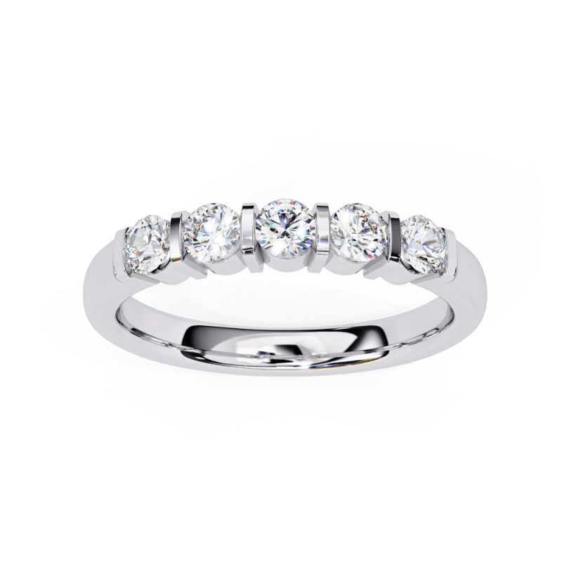 Reverra 14K Gold Round Lab Grown Diamond Five-Stone Engagement Ring for Women, CTTW-0.51 - Reverra Jewels Inc.