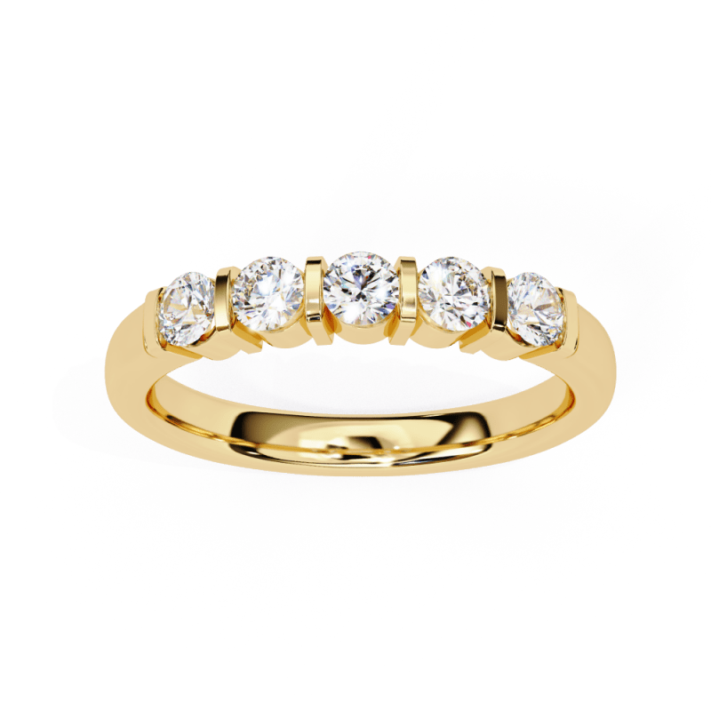 Reverra 14K Gold Round Lab Grown Diamond Five-Stone Engagement Ring for Women, CTTW-0.51 - Reverra Jewels Inc.