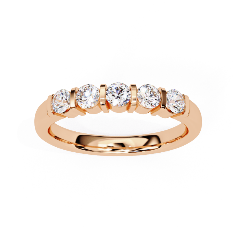Reverra 14K Gold Round Lab Grown Diamond Five-Stone Engagement Ring for Women, CTTW-0.51 - Reverra Jewels Inc.