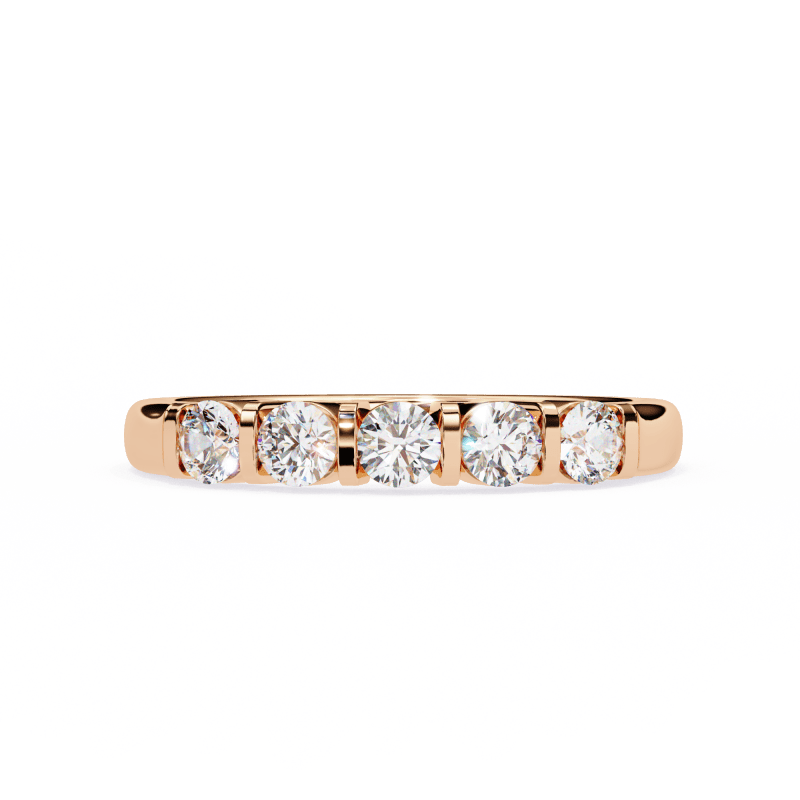 Reverra 14K Gold Round Lab Grown Diamond Five-Stone Engagement Ring for Women, CTTW-0.51 - Reverra Jewels Inc.