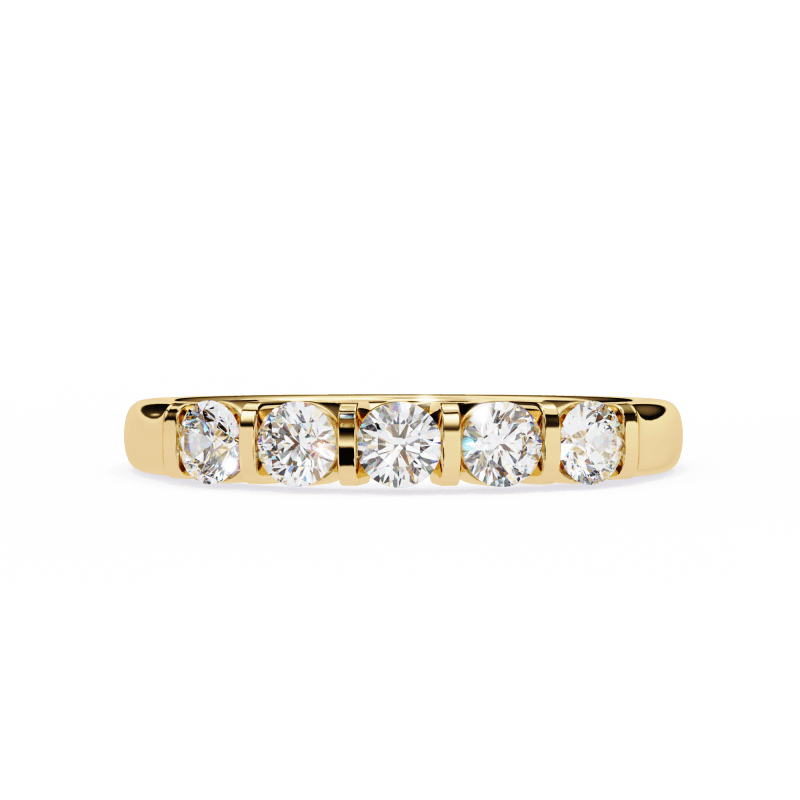 Reverra 14K Gold Round Lab Grown Diamond Five-Stone Engagement Ring for Women, CTTW-0.51 - Reverra Jewels Inc.