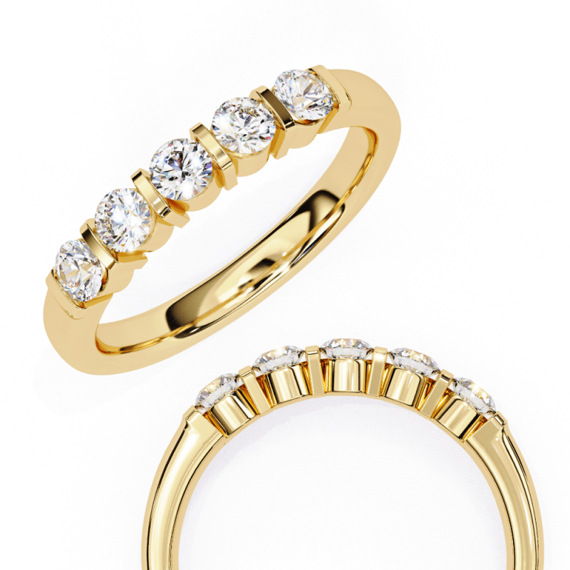 Reverra 14K Gold Round Lab Grown Diamond Five-Stone Engagement Ring for Women, CTTW-0.51 - Reverra Jewels Inc.
