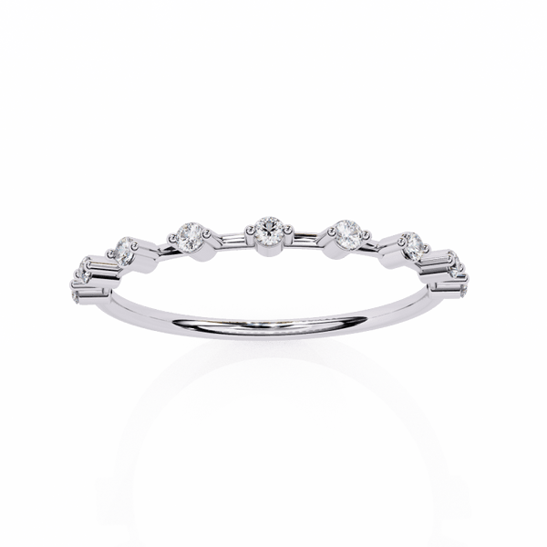 Reverra 14K Gold Round Lab Grown Diamond Floating Minimal Brilliance with Modern Half Eternity Band for Women, CTTW-0.11 - Reverra Jewels Inc.