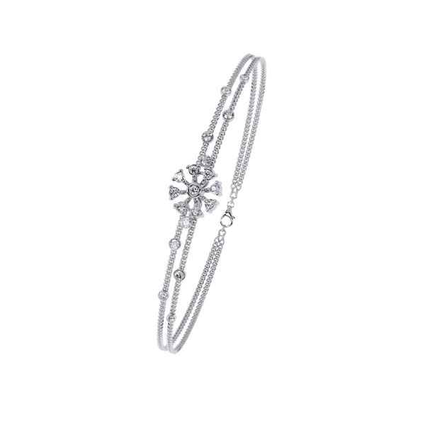 Reverra 14K Gold Round Lab Grown Diamond Floral Charm Fashion Bracelet for Women, CTTW-0.46 - Reverra Jewels Inc.