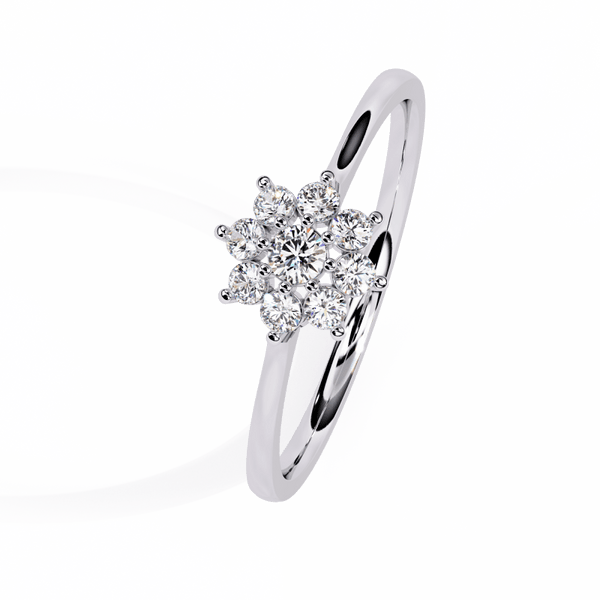 Reverra 14K Gold Round Lab Grown Diamond Floral Cluster Engagement Ring for Women, CTTW-0.17 - Reverra Jewels Inc.