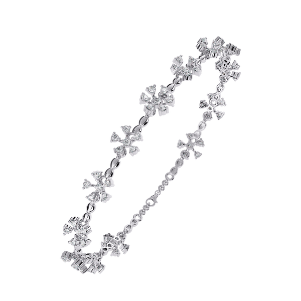 Reverra 14K Gold Round Lab Grown Diamond Floral Cluster Fashion Bracelet for Women, CTTW-0.91 - Reverra Jewels Inc.