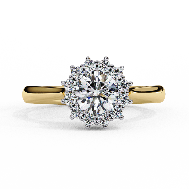 Reverra 14K Gold Round Lab Grown Diamond Floral Engagement Ring for Women, CTTW-2.04 - Reverra Jewels Inc.