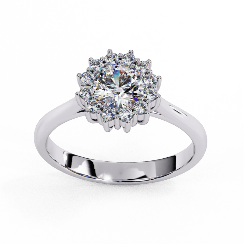 Reverra 14K Gold Round Lab Grown Diamond Floral Engagement Ring for Women, CTTW-2.04 - Reverra Jewels Inc.