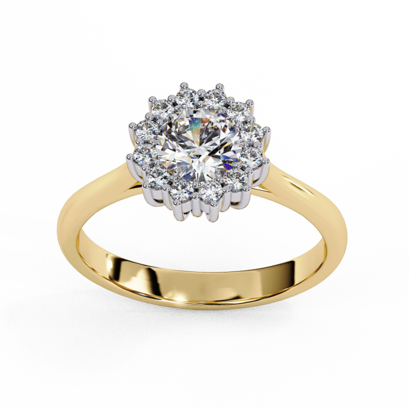 Reverra 14K Gold Round Lab Grown Diamond Floral Engagement Ring for Women, CTTW-2.04 - Reverra Jewels Inc.