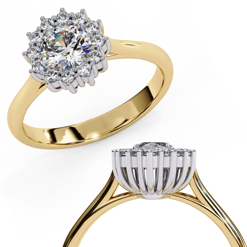 Reverra 14K Gold Round Lab Grown Diamond Floral Engagement Ring for Women, CTTW-2.04 - Reverra Jewels Inc.