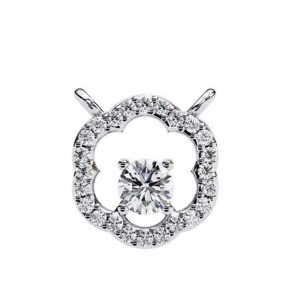 Reverra 14K Gold Round Lab Grown Diamond Floral Halo Pendant For Women, CTTW-0.31 - Reverra Jewels Inc.