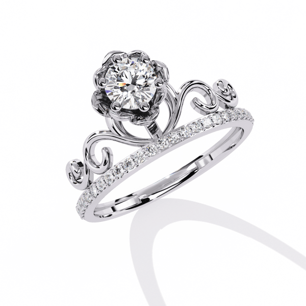 Reverra 14K Gold Round Lab Grown Diamond Floral Scroll Engagement Ring for Women, CTTW-0.56 - Reverra Jewels Inc.