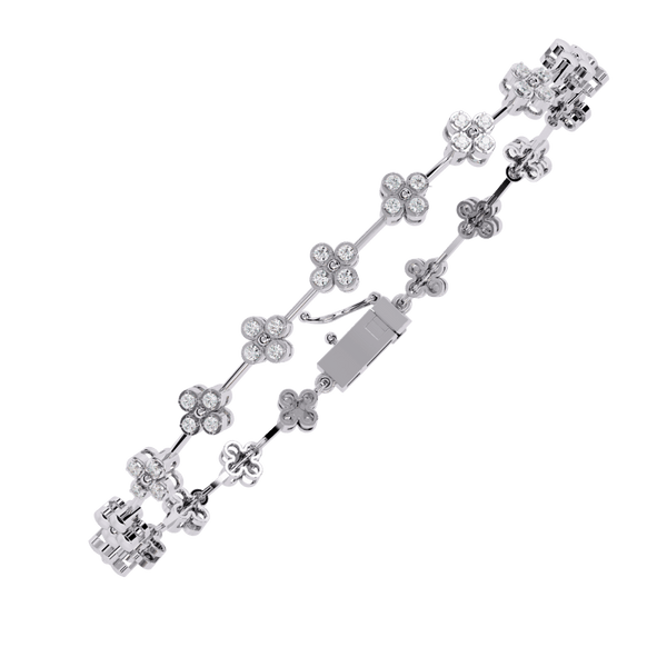 Reverra 14K Gold Round Lab Grown Diamond Floral Tennis Bracelet for Women, CTTW-0.23 - Reverra Jewels Inc.