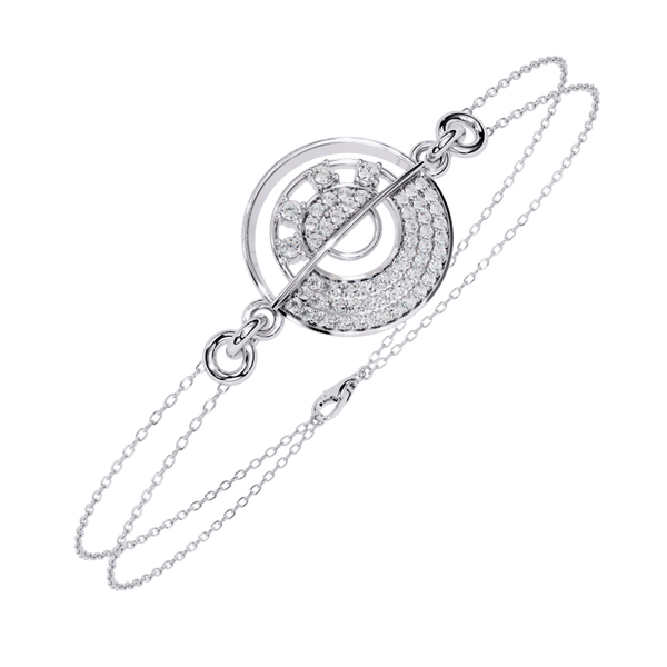 Reverra 14K Gold Round Lab Grown Diamond Geometric Fashion Bracelet for Women, CTTW-0.42 - Reverra Jewels Inc.