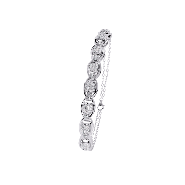 Reverra 14K Gold Round Lab Grown Diamond Geometric Fashion Bracelet for Women, CTTW-0.84 - Reverra Jewels Inc.