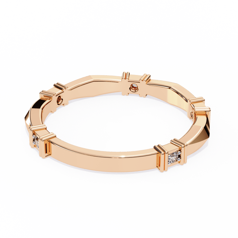 Reverra 14K Gold Round Lab Grown Diamond Geometric Modern Architectural Design Engagement Ring for Women, CTTW-0.06 - Reverra Jewels Inc.